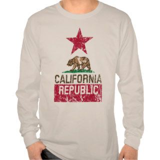 CALIFORNIA REPUBLIC State Flag Grunge Distressed Tee Shirt
