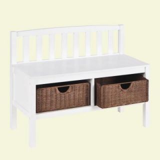 Home Decorators Collection 2 Basket Storage Bench in White BC9218