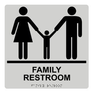 ADA Family Restroom Braille Sign RRE 165 99 BLKonPRLGY Restrooms  Business And Store Signs 