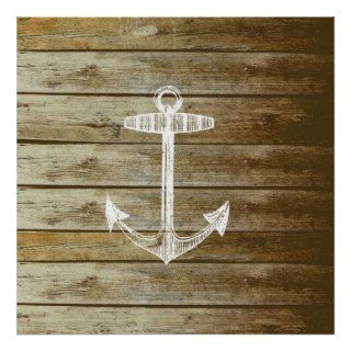 Nautical Anchor on wood graphic Posters
