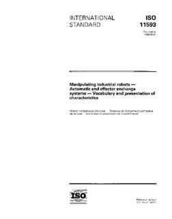ISO 115931996, Manipulating industrial robots   Automatic end effector exchange systems   Vocabulary and presentation of characteristics ISO TC 184/SC 2/WG 5 Books