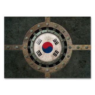 Industrial Steel South Korean Flag Disc Graphic Business Card Templates