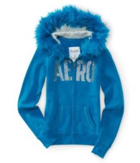 Aeropostale Juniors Zip Up Faux Fur Hooded Sweater 525 L Fashion Hoodies