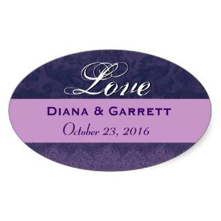 Purple Love Bride and Groom Wedding Sticker Set