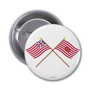 Crossed Grand Union and Sheldon's Horse Flags Pinback Buttons
