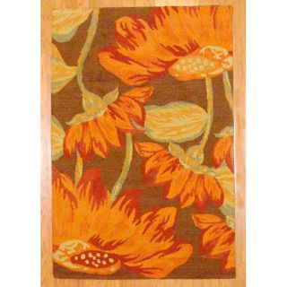 Indo Hand tufted Orange/ Green Floral Wool Rug (4' x 6') Herat Oriental 3x5   4x6 Rugs