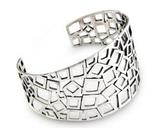Sterling silver cuff bracelet, 'Bali Mosaic'   Hand Made Sterling Silver Cuff Bracelet Jewelry