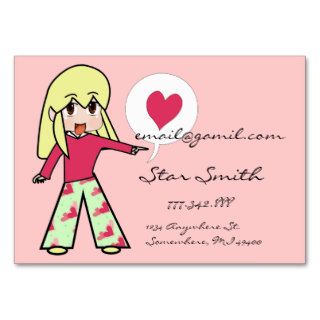 Cute Chibi Heart   Yellow Hair   Business Card Template
