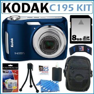 Kodak Easyshare C195 14MP 5X Digital Camera Blue + 8GB Accessory Kit  Point And Shoot Digital Camera Bundles  Camera & Photo