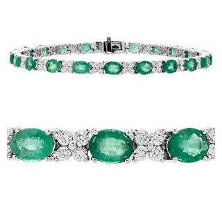 Emerald and Diamond bracelet in 14kt white gold Amoro Jewelry