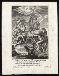 Antique Print GIANT TITAN BOULDER Pl. 2 Bloemaert Marolles 1676   Etchings Prints