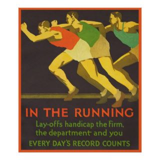 Running, Motivational, Vintage Poster