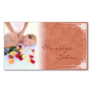 Classic Peach Massage & Spa Resort Card Business Card Template