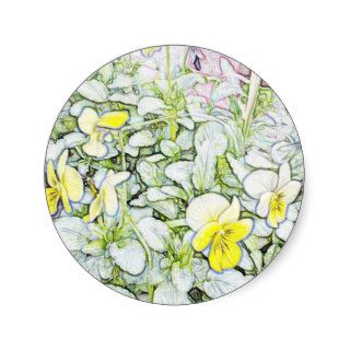 Yellow flowers in color pencil shade stickers
