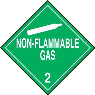 Accuform Signs MPL201CT10 PF Cardstock Hazard Class 2 DOT Placard, Legend "NON FLAMMABLE GAS 2" with Graphic, 10 3/4" Width x 10 3/4" Length, White on Green (Pack of 10) Industrial Warning Signs