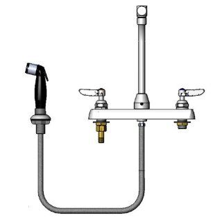 T&S B 1173 Deck Mount Workboard Faucet with 8" Centers, 11 3/16" High Rise Gooseneck, and Sidesp   Kitchen Sink Faucets  