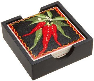 DII Hot Chiles Ceramic Coasters, Set of 4  