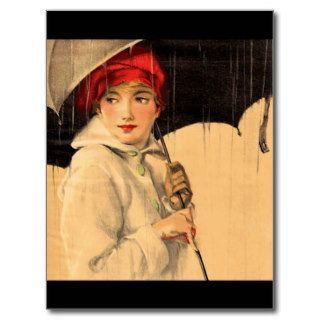 Vintage Walking in the Rain Postcards