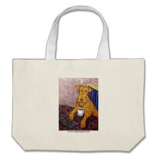 Irish Terrier at the Coffee Shop Tote Bags
