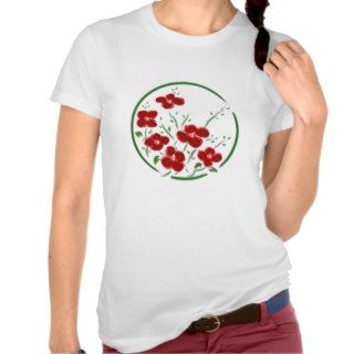 Red Posey Flowers Casual T Shirt