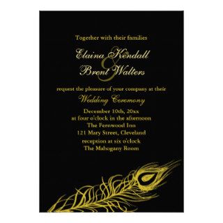Golden Shake your Tail Feathers Wedding Invitation