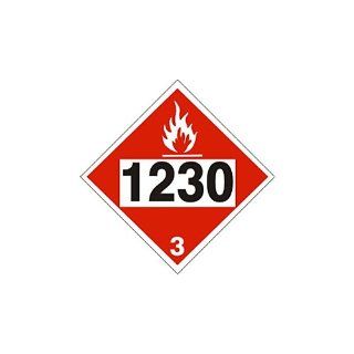 1230 Methanol Placard Magnetic Sign Flammable Liquid Hazard Class 3 D.O.T. HM 206 10 3/4" x 10 3/4" DOT 1230M Industrial Warning Signs