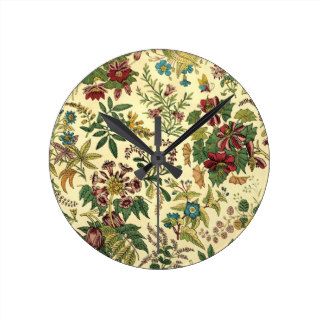 Old Fashioned Floral Abundance Round Wall Clocks