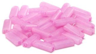 Beaders Paradise LTB207 Czech Glass Pink Matte 3 1/2 by 10mm Flat Rectangles in a Tube