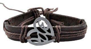 Metal Lover Heart Love Leather Bracelet / Leather Wristband / Surf Bracelet #207 Jewelry