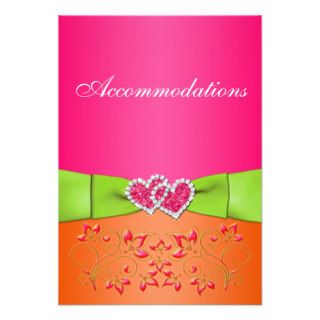 Pink Orange Lime Floral Joined Hearts Insert Card