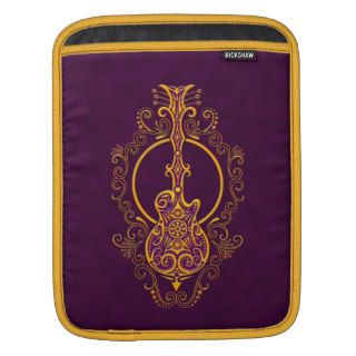 Intricate Golden Purple Guitar Design Sleeves For iPads