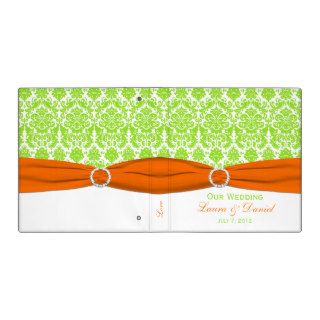 1" Orange, White and Lime Damask Wedding Binder