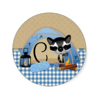 Camping Raccoon Letter C Stickers