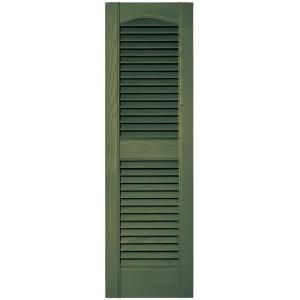 Builders Edge 12 in. x 39 in. Louvered Vinyl Exterior Shutters Pair in #283 Moss 010120039283