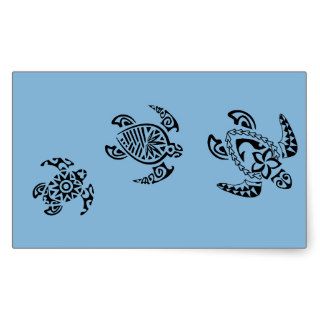 Tribal Turtle Trio Design Rectangle Sticker