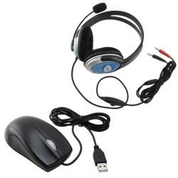 Ergonomic Optical Scroll Wheel Mouse/ Handsfree Stereo Headset Eforcity Mice & Trackballs