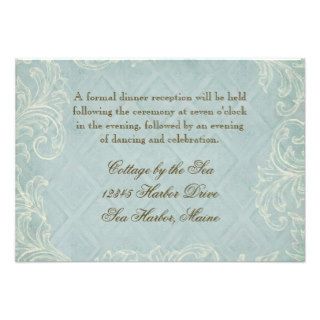 Floral Cottage by the Sea Shells Beachy Wedding Custom Invitations