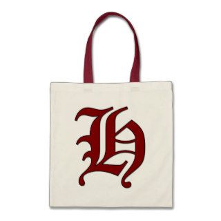 Monogram Letter H in Canterbury Style Tote Bags