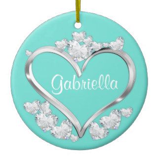 Any Color Background Diamond Hearts Christmas Ornament