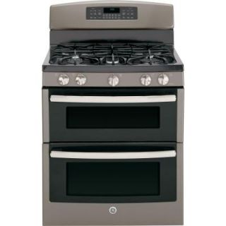GE 6.8 cu. ft. Double Oven Gas Range with Self Cleaning Oven in Slate JGB850EEFES