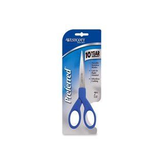 Acme United Corporation Products   Preferred Straight Trimmer, 5" Long, Blue Handles   Sold as 1 EA   All purpose, lightweight scissors feature straight handles, a pointed tip, stainless steel blades and adjustable blade tension for optimal performanc
