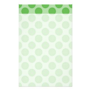 Girly Fun Cute Green Polka Dots Pattern on Green Custom Stationery