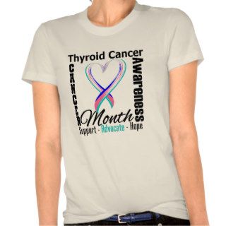 Thyroid Cancer Awareness Month Grunge Heart Ribbon T Shirts