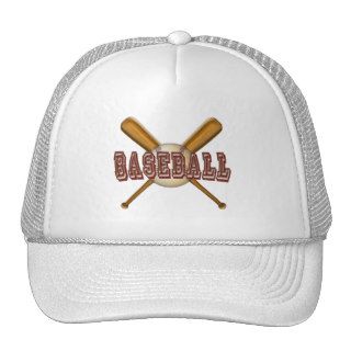 Baseball and Crossed Baseball Bats Trucker Hats