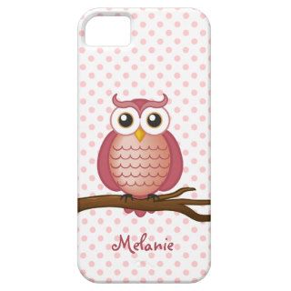 Personalizable Girly Owl  Pink Polka Dot iPhone 5 Cover