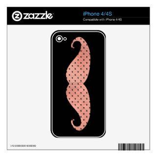Funny Pink Polka Dots Mustache Decal For iPhone 4
