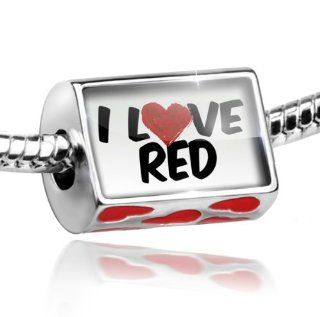 Bead with Hearts I Love Red   Charm Fit All European Bracelets , Neonblond NEONBLOND Jewelry