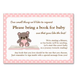 Pink Teddy Baby Shower Book Insert Request Card Business Cards
