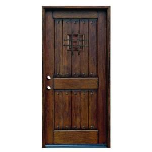 Rustic Mahogany Type Prefinished Distressed Solid Wood Speakeasy Entry Door SH 904 PH RH