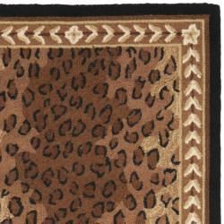 Hand hooked Chelsea Leopard Brown Wool Rug (2'6 x 6') Safavieh Runner Rugs